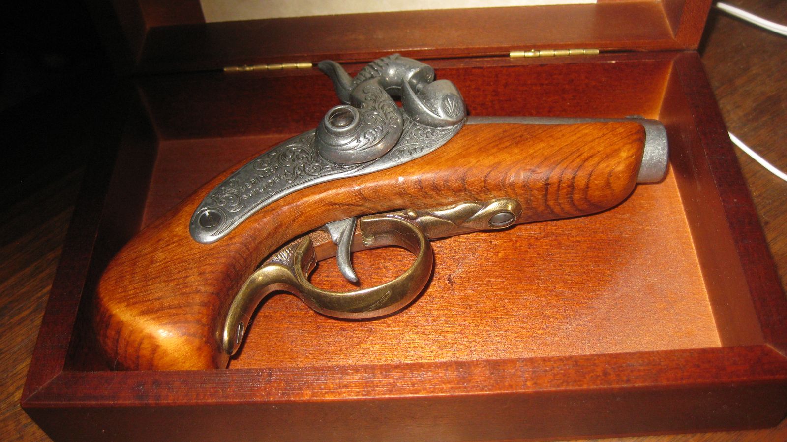 The Gun That Shot Lincoln Replica Pistol in Wood Display Box - Non-Firing Historical Collectible