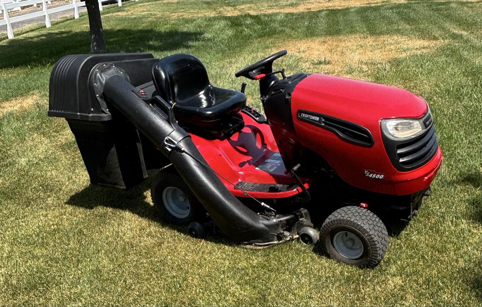 Craftsman YS4500 Red Riding Lawn Mower with Bagger Attachment
