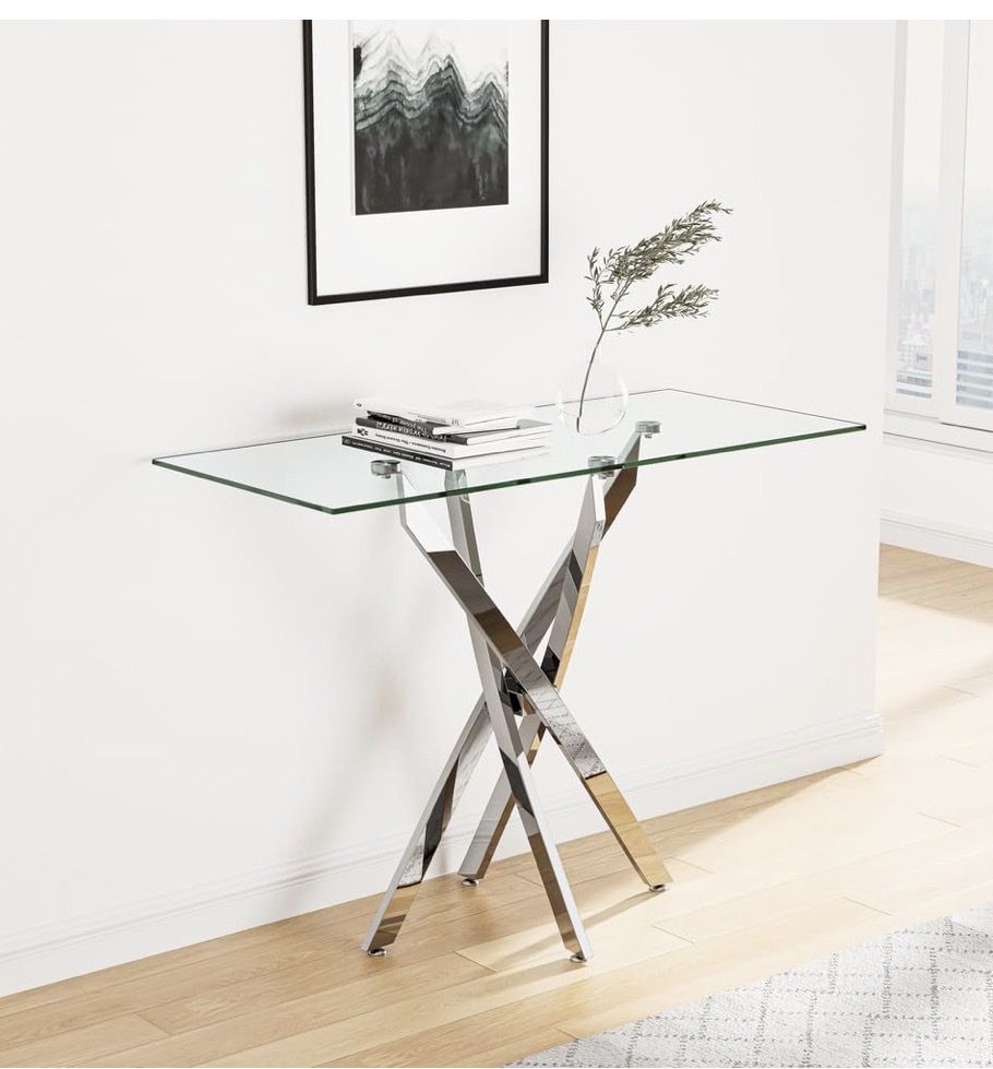 Tempered Glass Console Table 18x45 1/4X28 1/2
