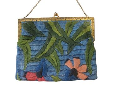 Antique Purse with Brass Enclosure + Chain