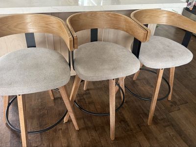 Set of 3 Swivel Bar Stools Counter Height
