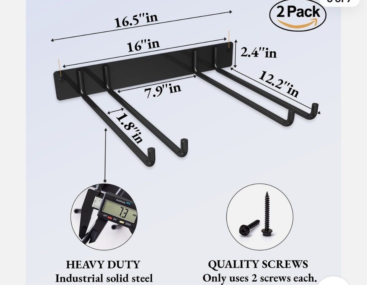 Folding Chair Storage Rack for Garage, 2-Pack Heavy Duty Wall Mount