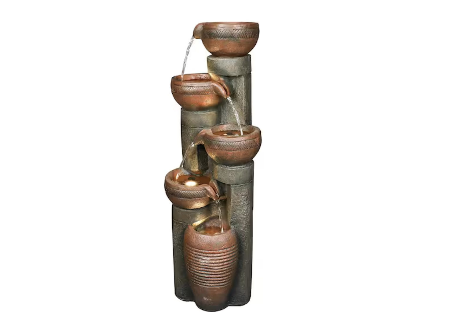 New in box, 39.7 in. 5-Tier Resin Fiberglass Relaxing Outdoor Water Fountain with LED Lights