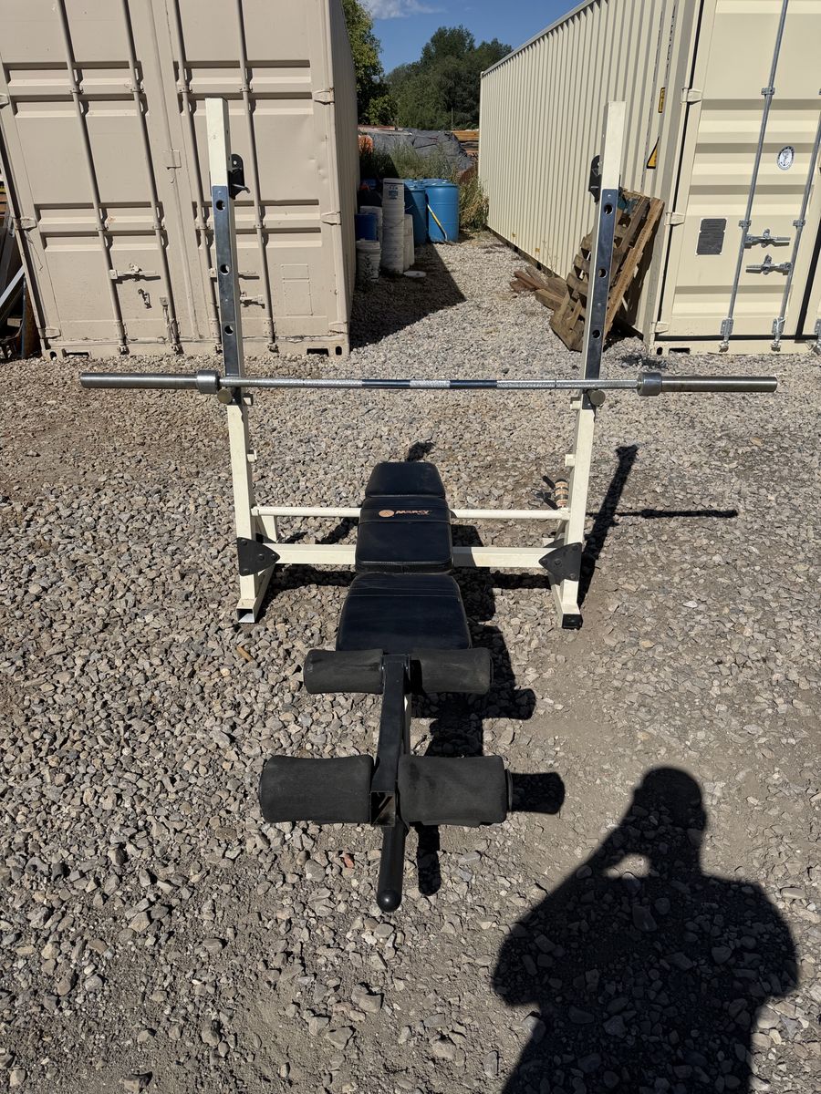 Marcy Olympic Weight Bench with Barbell and Weights 