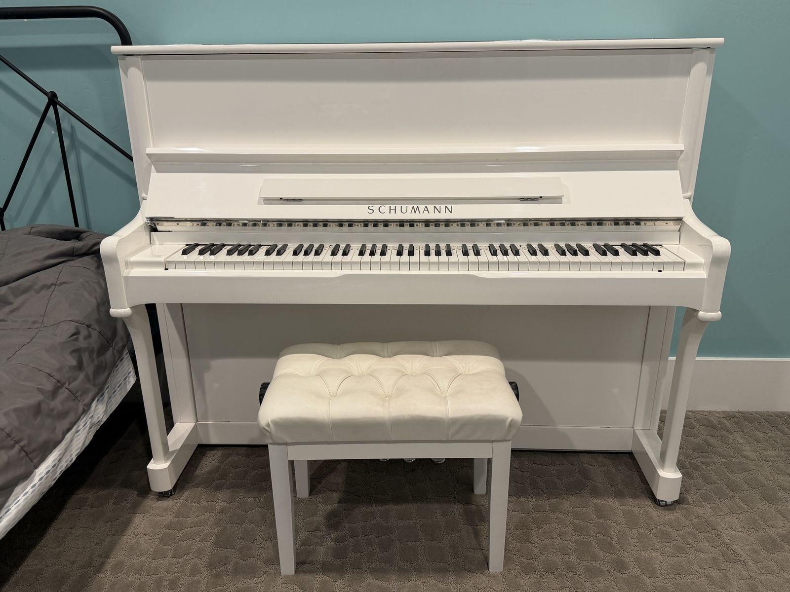 Schumann 48" Upright Piano - White, Like new, Bench Included, 2021 Model