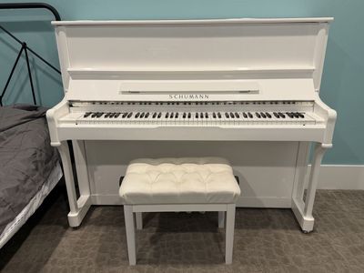Schumann 48" Upright Piano - White, Like new, Bench Included, 2021 Model