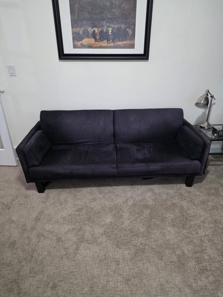 Black Velvet Convertible Sofa Futon Sleeper Couch