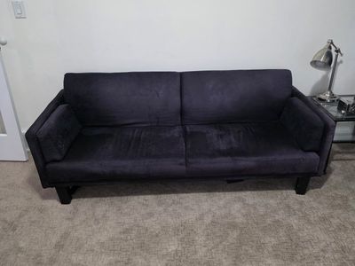 Black Velvet Convertible Sofa Futon Sleeper Couch