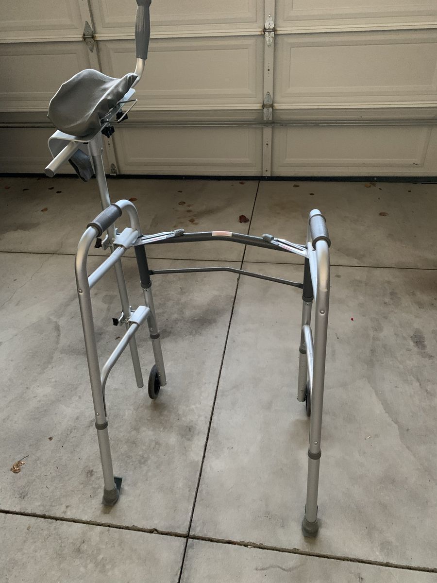 Medical folding walker with arm support
