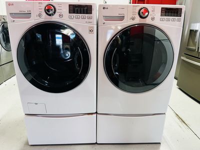 Lg Steam Electric Front Load Set With Pedestals