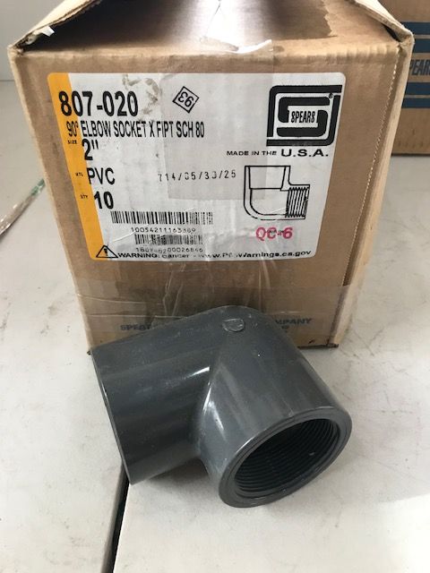 2" PVC sch 80 Elbow socket to FIPT