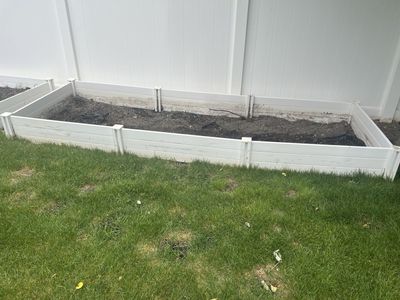 3 Large White Vinyl Raised Garden Boxes 10x3 feet