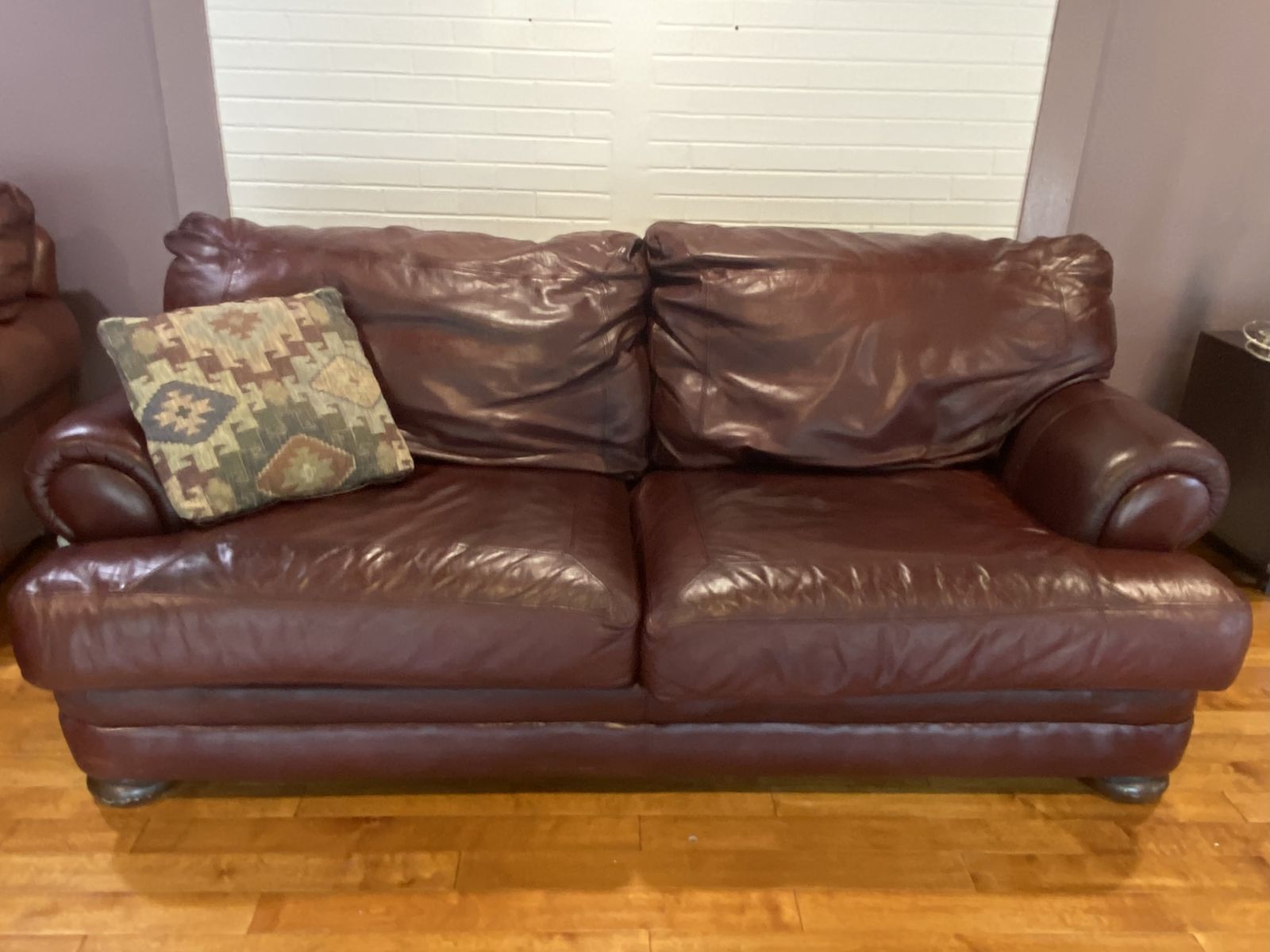 Leather Couch, Oversized Chair & Ottoman Set