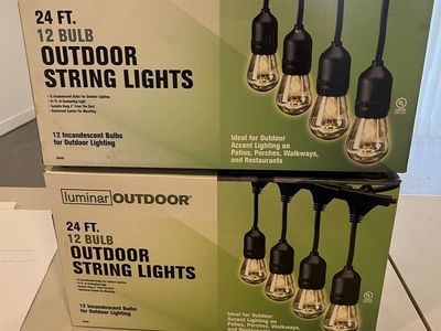 Luminar Outdoor 24 Ft 12 Bulb Outdoor String Lights (Lot of 2)