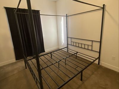 Queen Size Metal Canopy Bed Frame Memory Foam Mattress is Available