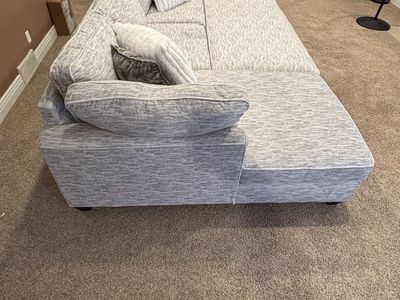 Spacious Light Gray Fabric Sectional Couch Sofa with Ottoman - Excellent Condition