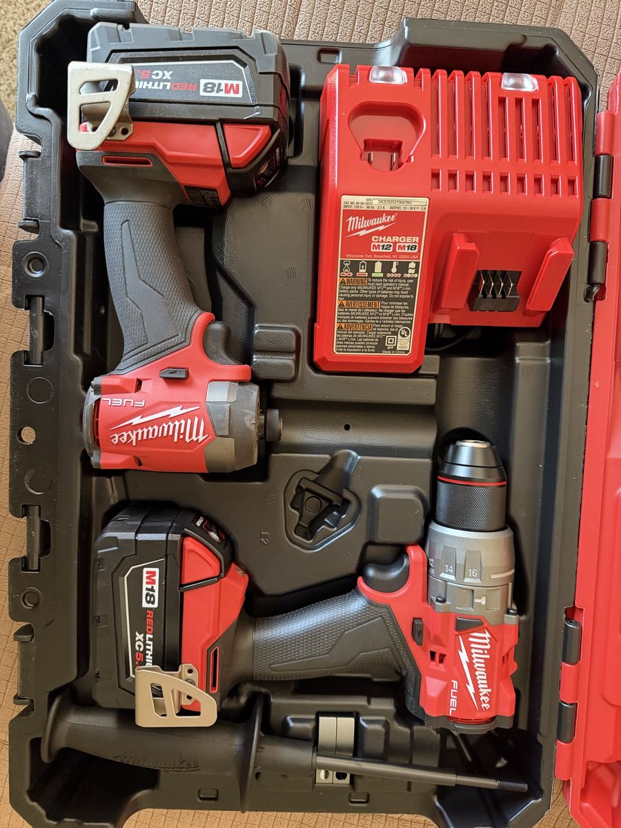 Milwaukee M18 FUEL 2-Tool Combo Kit Hammer Drill, Impact Driver, TWO 5.0 Batteries, Charger And Hardshell Case 