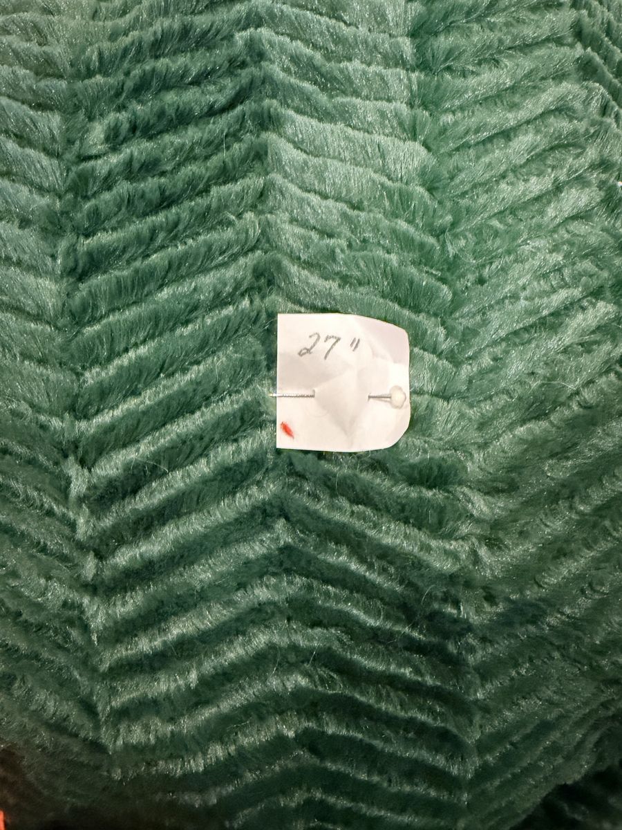 Green Faux Fur Chevron Pattern Fabric 27 Inches WOF