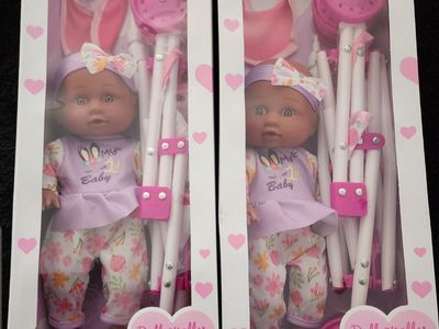 New. 12" baby doll stroller set.
