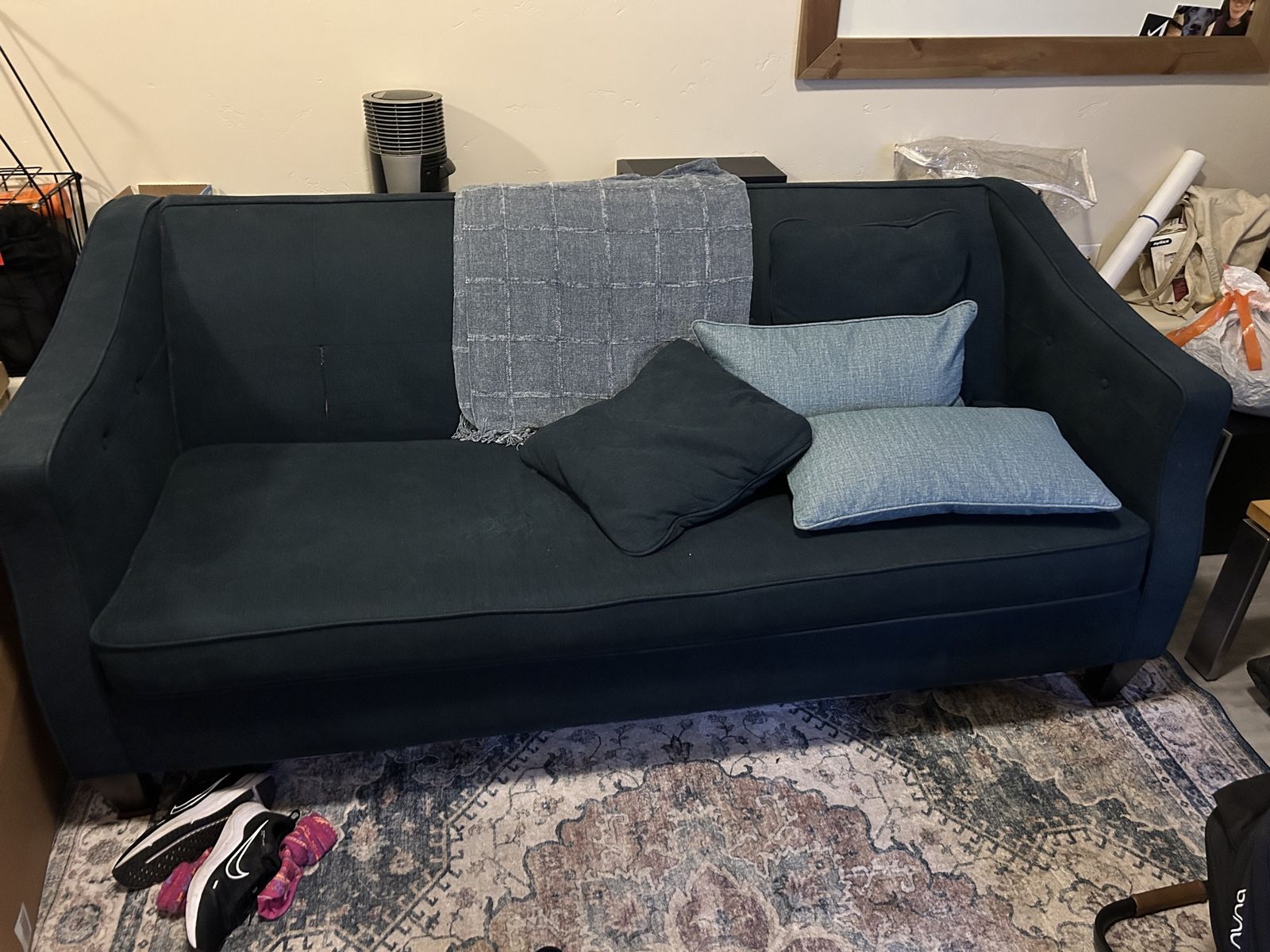 Dark Blue Fabric Couch