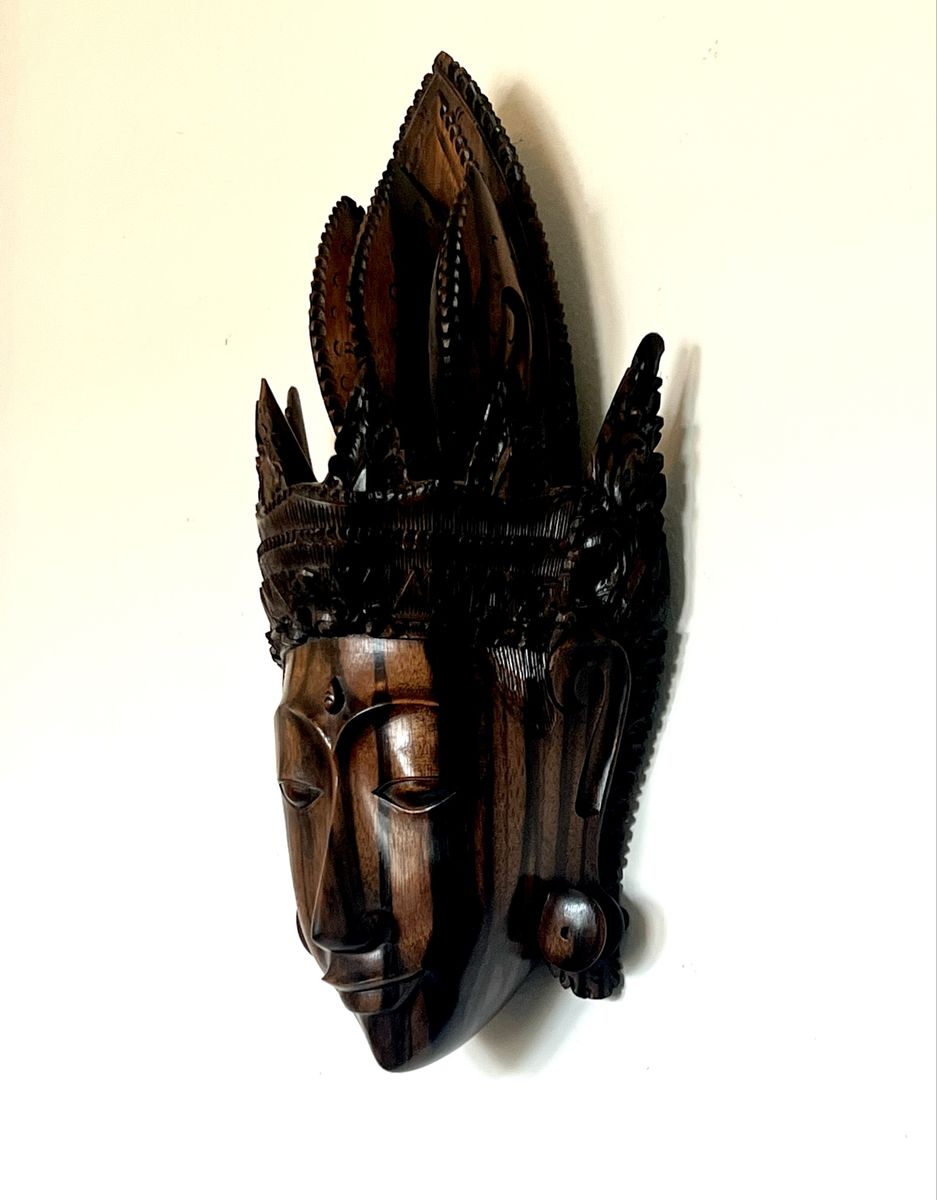 Hand-Carved Bali & African Masks + Ceramic Green Man Mask – Wall Art Collection – Tribal Art-