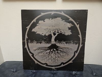 Large Wood Wall Art, Tree w/Roots