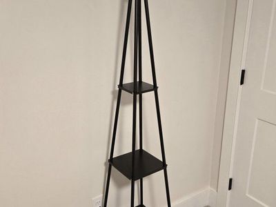 Black Metal Floor Lamp with Shelves