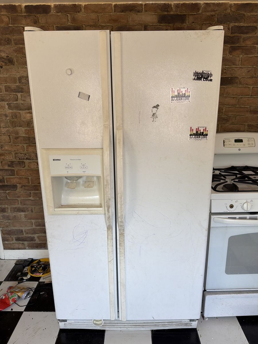 White Side-by-Side Refrigerator with Ice & Water Dispenser - Used Condition