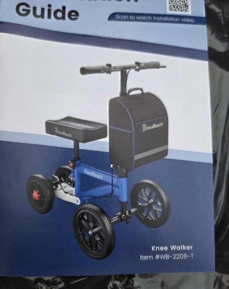 New Knee Scooter / Walker with Rear Shock and Disc Brakes. BlessReach model WB-2208-T