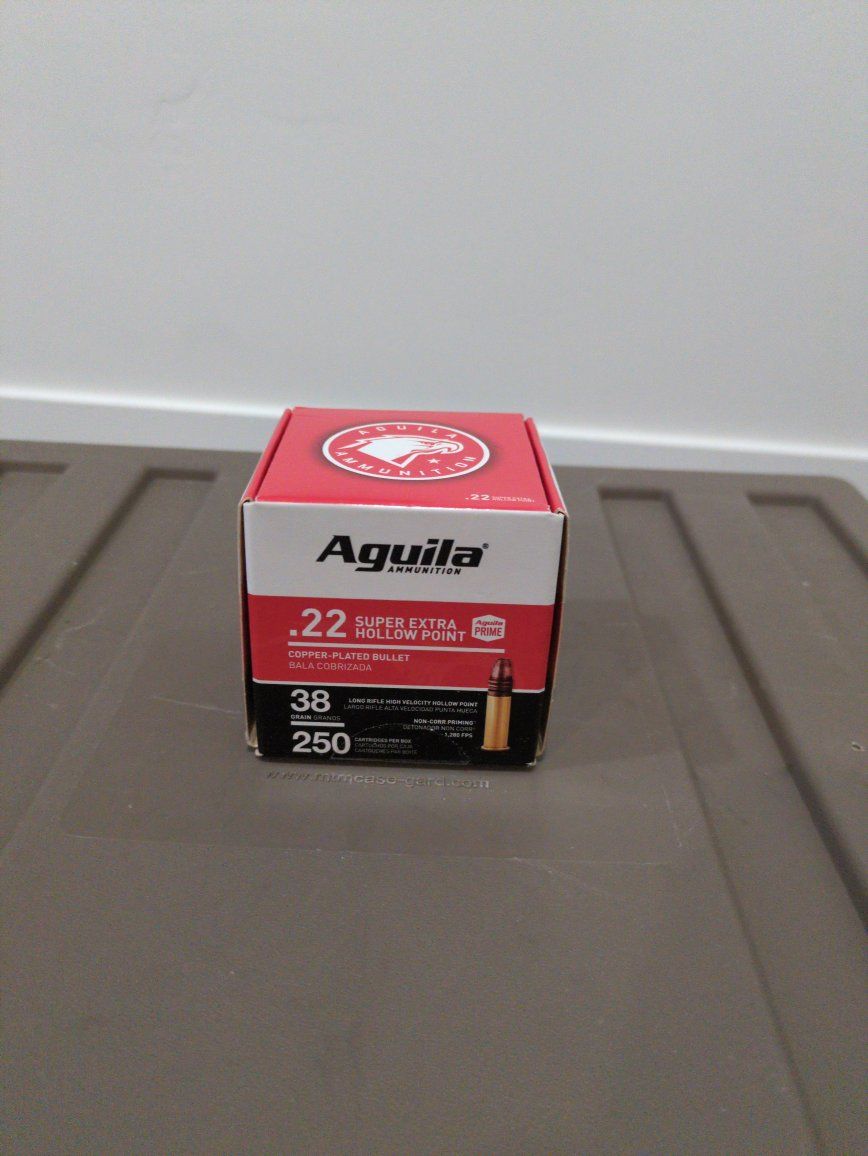 Aguila Super Extra .22 LR Ammunition Box 250 Count 38 Grain Hollow Point