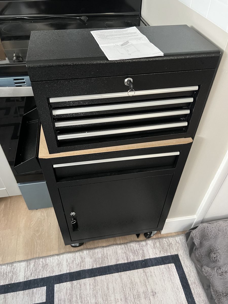 Black Rolling Tool Chest and Cabinet Combo with Drawers