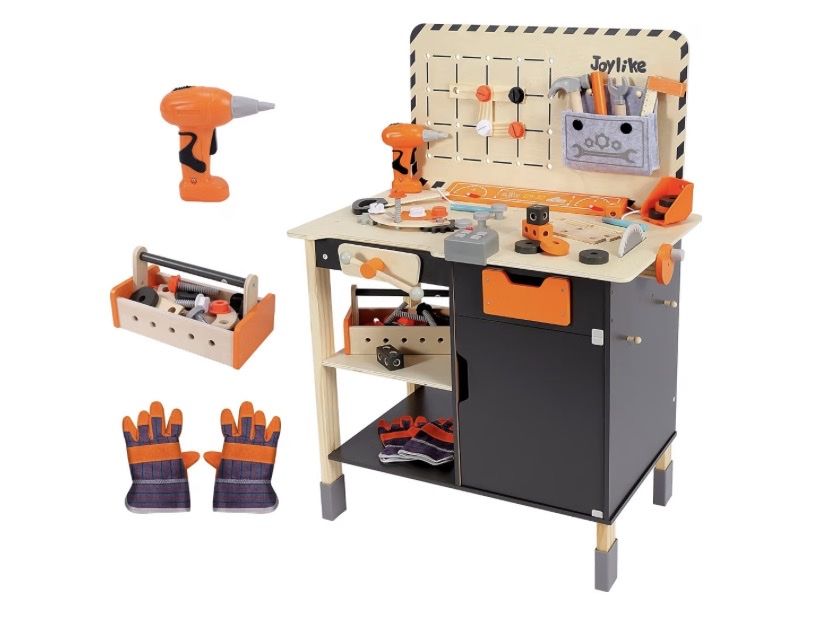 Joylike Wooden Kids Workbench Playset with Toy Tools and Accessories