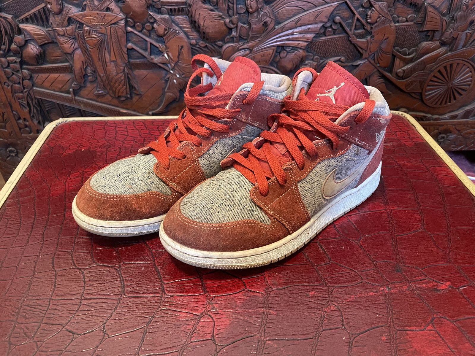 Nike Air Jordan Red Denim Shoes