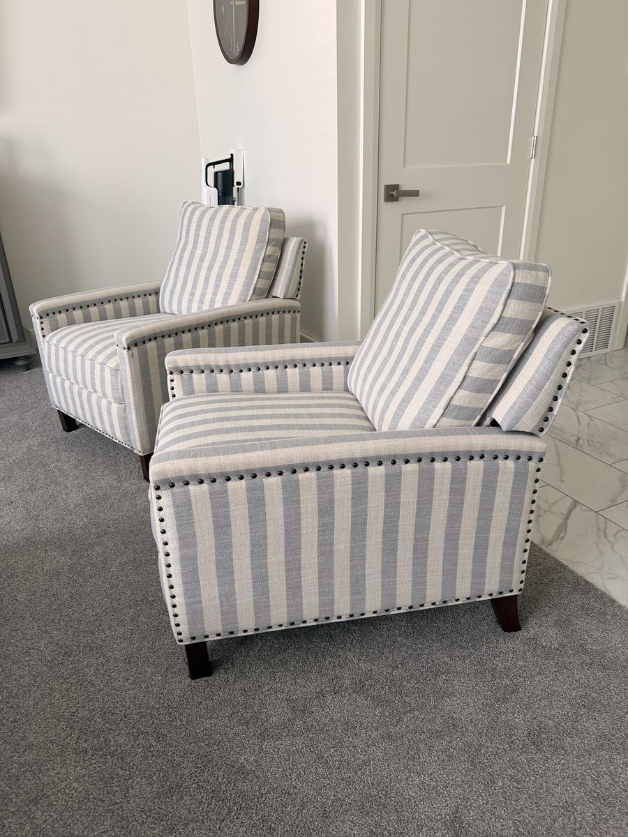 Blue and white striped chairs