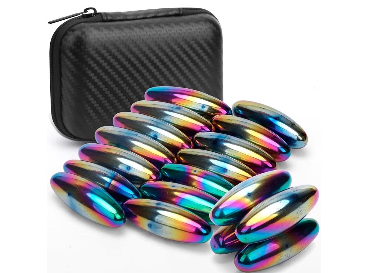 Iridescent Magnetic Fidget Toy Set with Storage Case - Multifunctional Desk Toy & Organizer