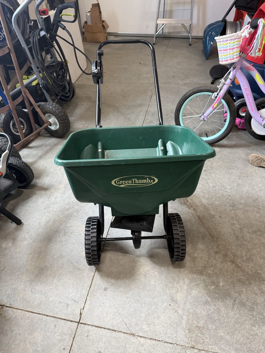 Green Thumb Walk-Behind Broadcast Spreader for Lawn Seed & Fertilizer