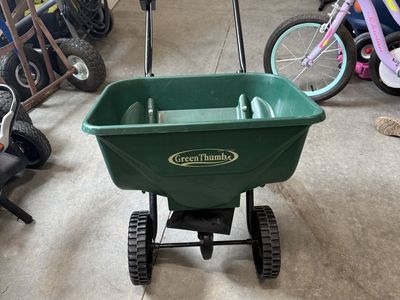 Green Thumb Walk-Behind Broadcast Spreader for Lawn Seed & Fertilizer