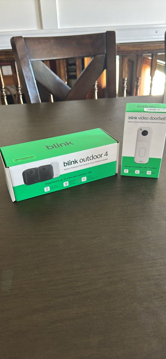 Blink Outdoor 4 Camera System (2 Cameras) + Blink Video Doorbell - New Smart Home Security