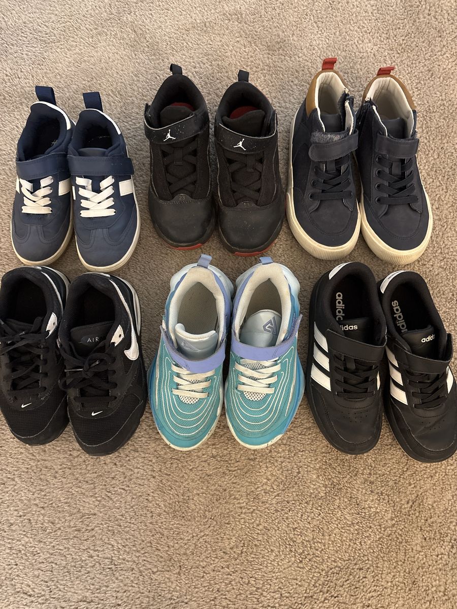 Toddler/Youth Sneaker Lot (5 Pairs): Nike, Adidas, Jordan & More - Size 13-1 Used Condition