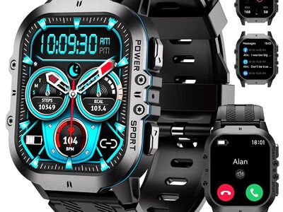 NEW Military Smart Watches for Men(Answer/Make Calls), Android/iPhone, Waterproof Smart Watch w Blood Pressure/Heart Rate