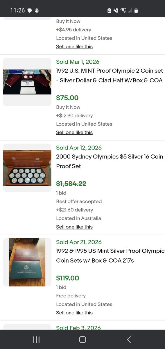 2000 Sydney Olympic Silver coin collection