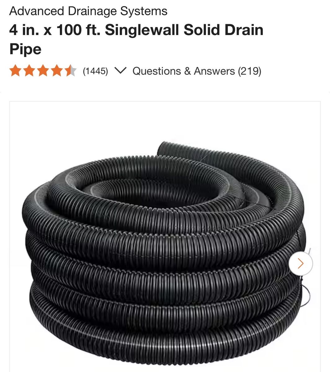 $38 LESS THAN HOME DEPOT! BRAND NEW 4” x 100’ Roll of Corrugated Flexible Drain Pipe