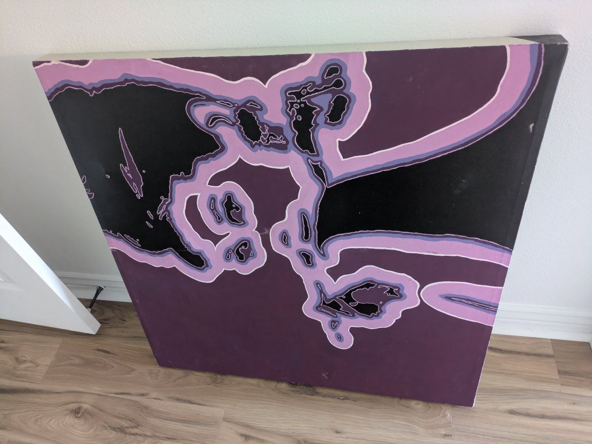 Abstract Purple and Black Art Canvas, Contemporary Wall Decor