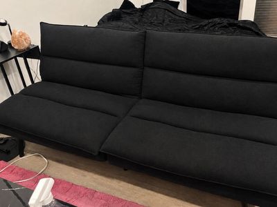 Modern Black Convertible Futon Sofa Bed with Reclining Backrest