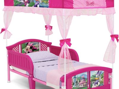 Disney Minnie Mouse Toddler Canopy Bed with Guardrails Pink. Rand new still in box