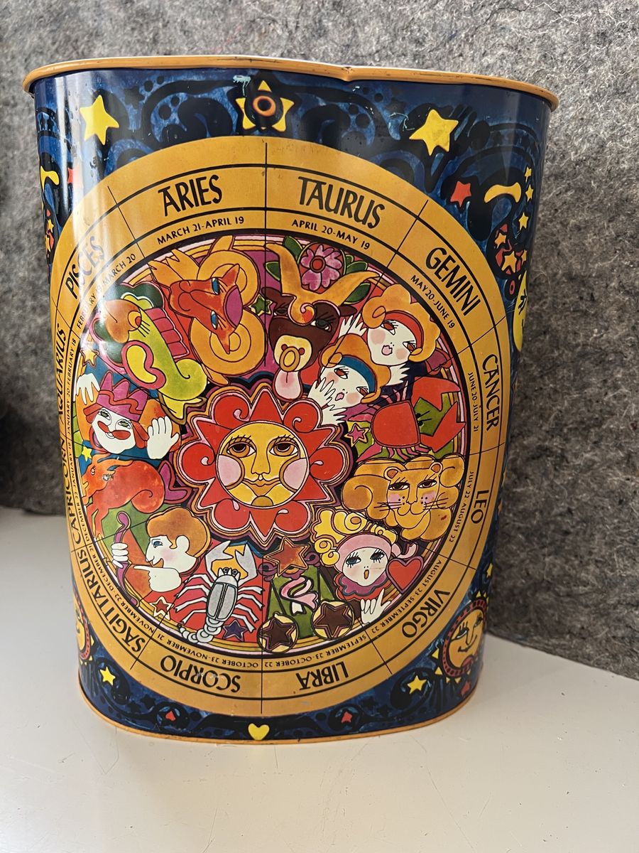 Vintage Cheinco Zodiac Trash Can