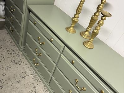 Solid Wood Green Dresser Set