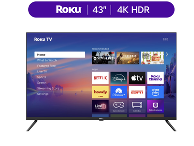 New in box,Roku Smart TV – 43-Inch Select Series, 4K HDR TV – Roku TV with Enhanced Voice Remote