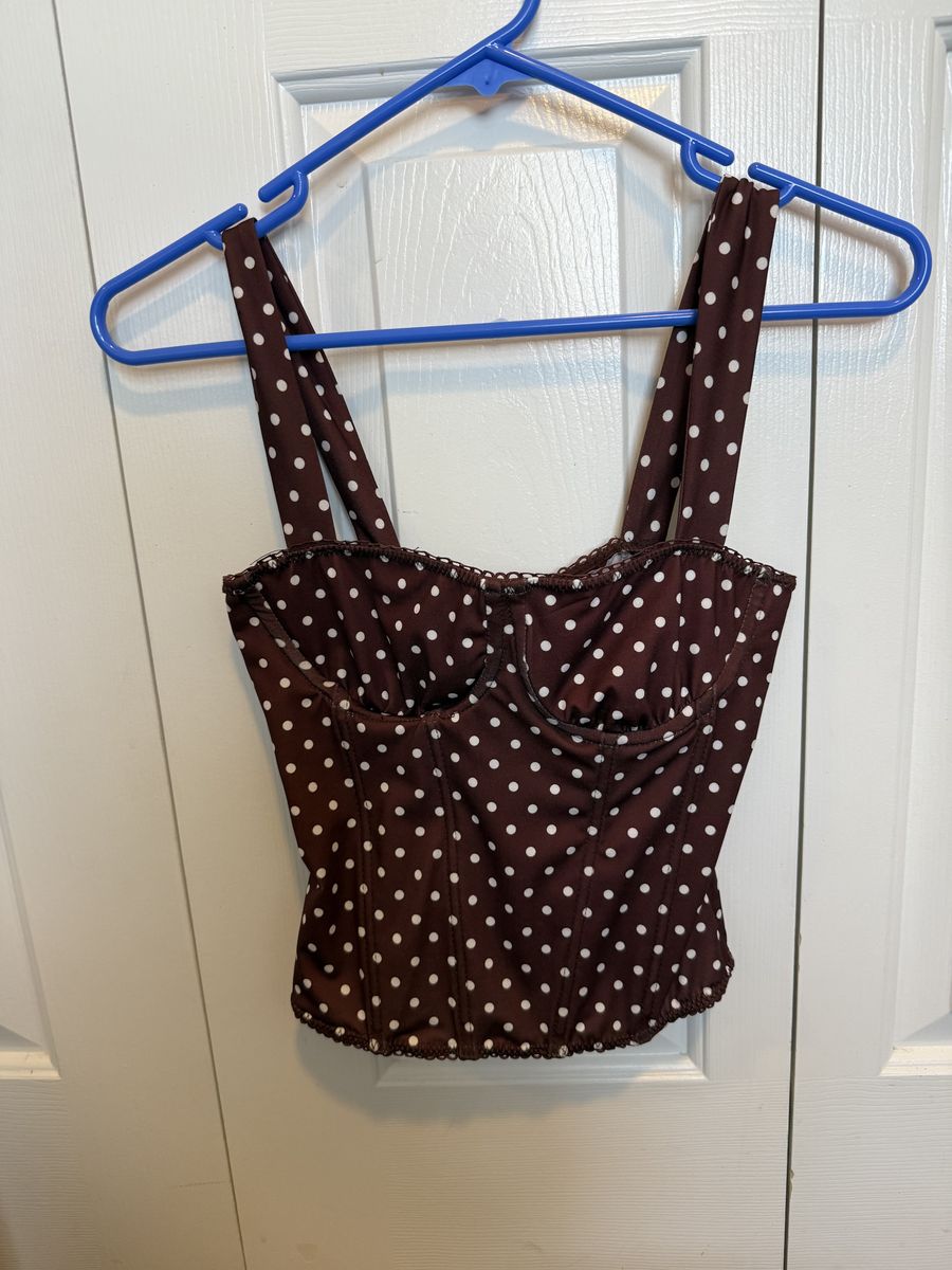 corset Brown, Polka Top Shirt