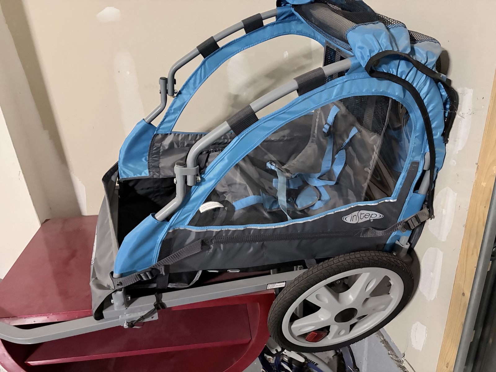 InStep Blue & Gray Bike Trailer for Kids - Foldable Double Seater with Weather Shield